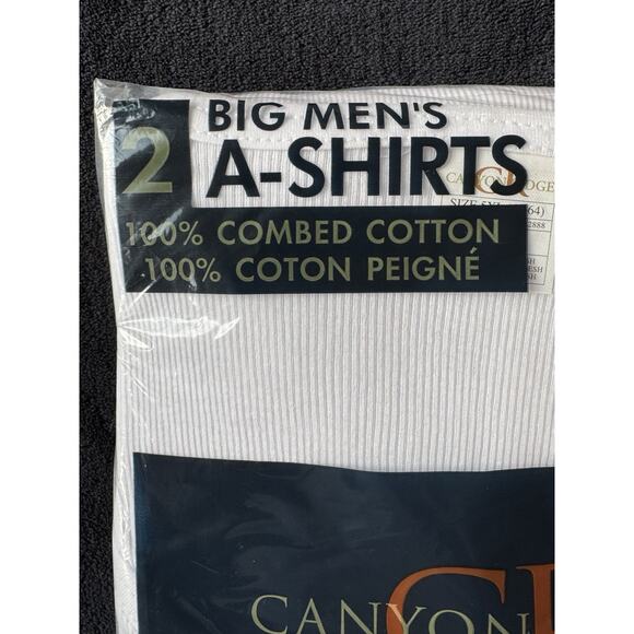 Men's Ribbed Cotton Tank Tops A-Shirt 2 Pack Big Tall 5XL 62-64 Underwear - Picture 2 of 3